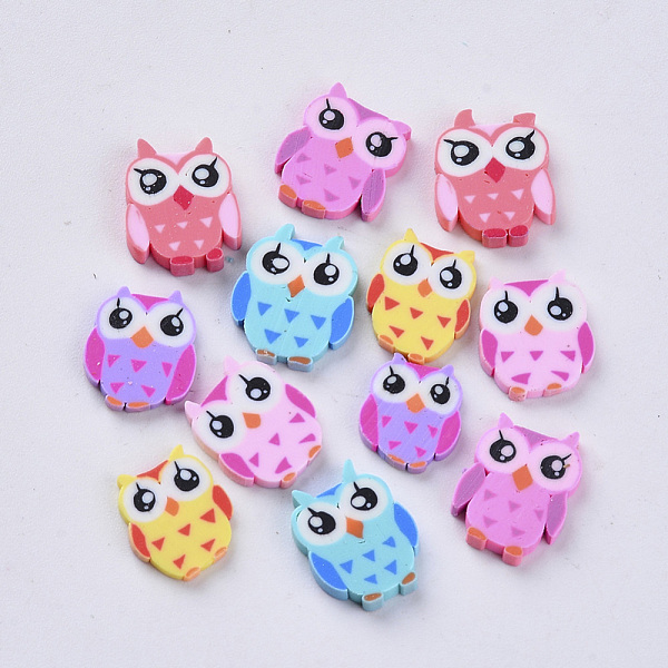 

PandaHall Handmade Polymer Clay Cabochons, Owl, Mixed Color, 9~12x8~10x1~2mm Polymer Clay Owl Multicolor