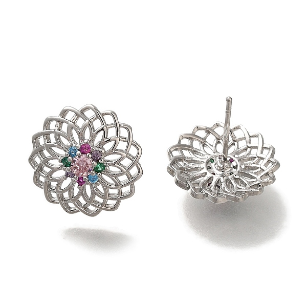 Boucles d'oreilles en laiton avec micro pavé de zircons cubiques pour femmes