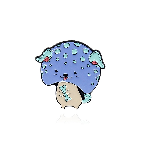 

PandaHall Mushroom with Animal Enamel Pin, Electrophoresis Black Alloy Brooch for Backpack Clothes, Dog Pattern, 30x30mm Alloy+Enamel Dog