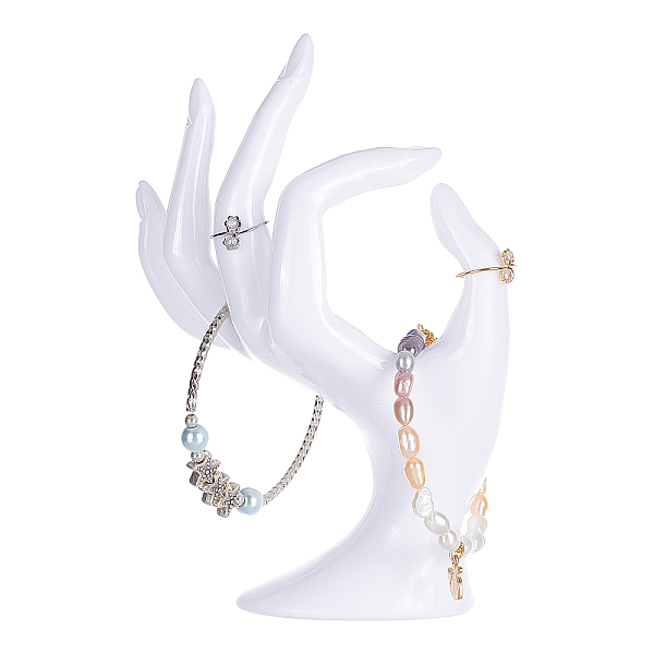 

PandaHall Ring Hand Holder, OK Shape Hand Jewellery Holder Elegant Bracelet Holder Jewellery Support Watch Stand Wedding Showcae for Home..., White