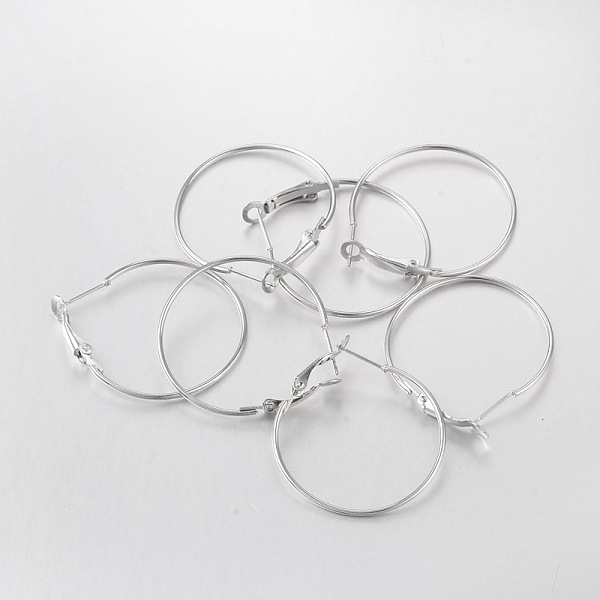 

PandaHall Iron Hoop Earrings, Platinum, 39x35x1.2mm, Pin: 0.79mm Iron