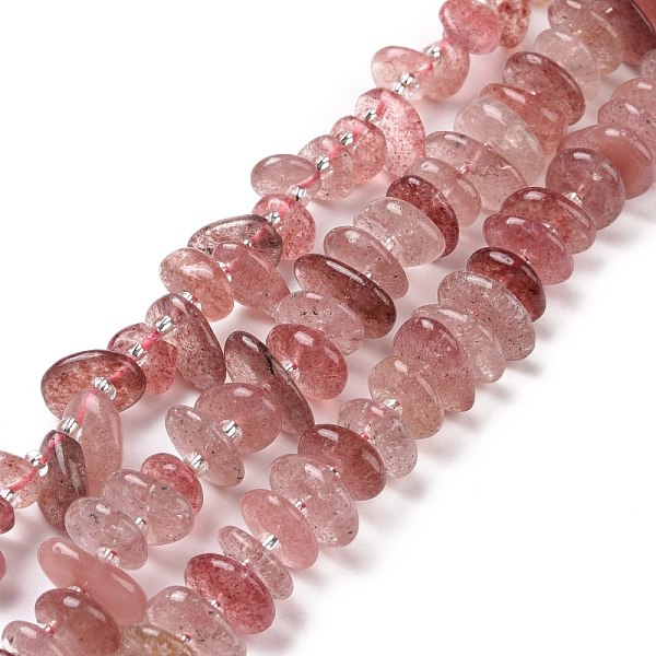 PandaHall Natural Straswberry Quartz Beads Strands, Chip, 5~18x3~9x2~5mm, Hole: 1mm, about 67~69pcs/strand, 15.55''(39.5~40cm) Strawberry...