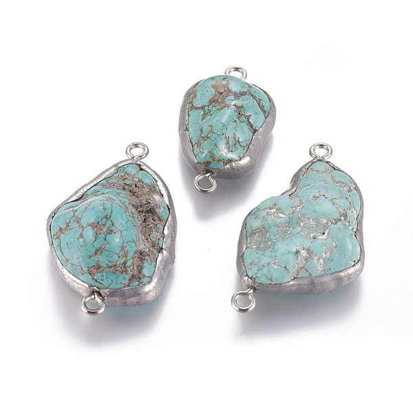 

PandaHall Natural Howlite Links/Connectors, with Platinum Tone Brass Findings, Nuggets, 34.5~48x21~27.5x10~18.5mm, Hole: 2.6mm Howlite...