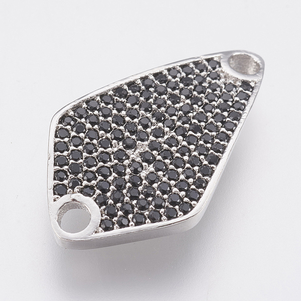

PandaHall Eco-Friendly Brass Micro Pave Cubic Zirconia Links, Lead Free & Cadmium Free, Rhombus, Platinum, 23x13x2mm, Hole: 2mm Brass+Cubic..., Black