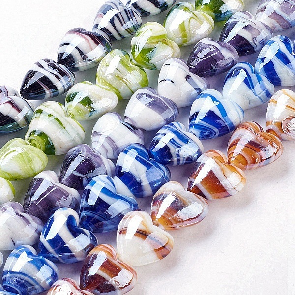 

PandaHall Handmade Lampwork Beads, Mother's Day Jewelry Making, Heart, Colorful, 20x20mm, Hole: 2mm Lampwork Heart Multicolor