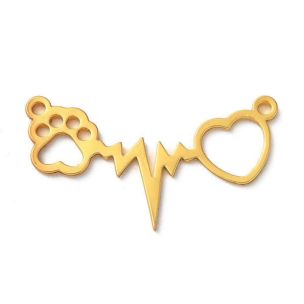 

PandaHall 201 Stainless Steel Pendants, Laser Cut, Heartbeat with Cat Paw Print & Heart Charm, Golden, 15x27.5x1mm, Hole: 1.5mm 201...