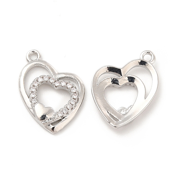 

PandaHall Brass Micro Pave Cubic Zirconia Pendants, Platinum, Heart Charm, Clear, 16.5x13x2.5mm, Hole: 1.2mm Brass+Cubic Zirconia Heart...