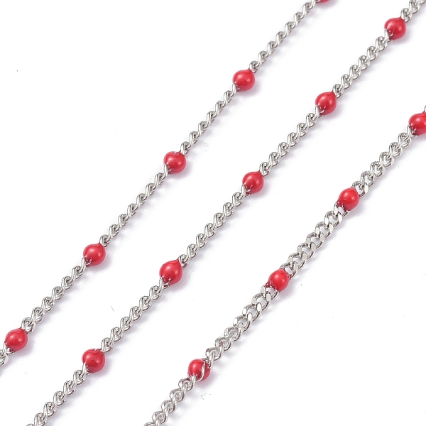 

PandaHall 304 Stainless Steel Enamel Curb Chains, with Spool, Soldered, Faceted, Indian Red, 2.5x2x0.8mm, 32.80Feet/roll(10m/roll) 304...