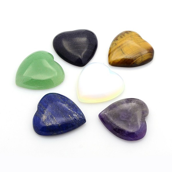 

PandaHall Natural & Synthetic Mixed Gemstone Cabochons, Heart, 29~30x29~30x6~8mm Mixed Stone Heart Multicolor
