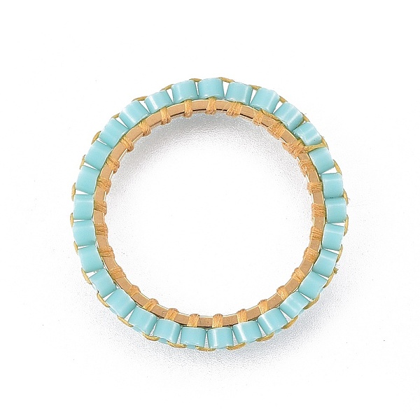 

PandaHall MIYUKI & TOHO Handmade Japanese Seed Beads, with Golden Plated 304 Stainless Steel Link Rings, Loom Pattern, Ring/Circle, Pale..., Cyan