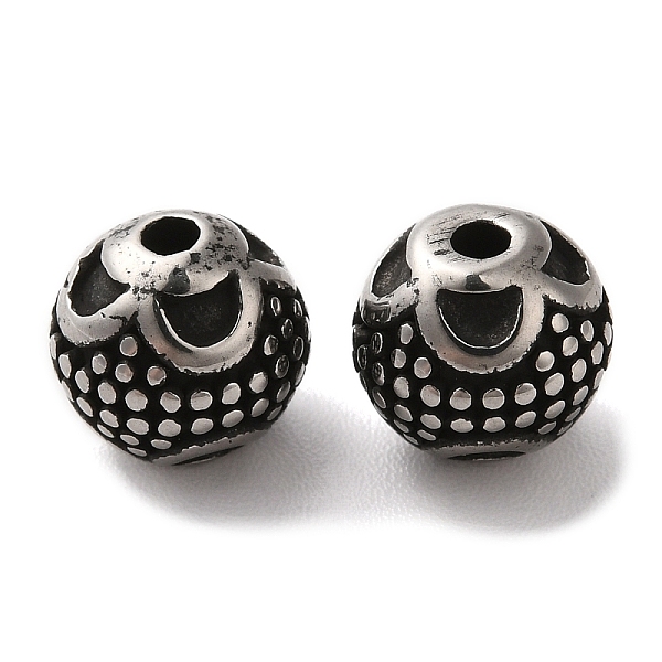 

PandaHall 304 Stainless Steel Beads, Round, Antique Silver, 8mm, Hole: 1.6mm 304 Stainless Steel Round