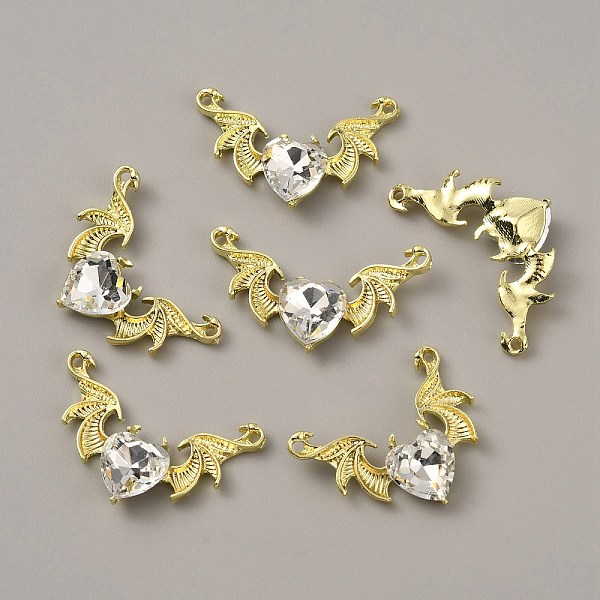 

PandaHall Golden Alloy Connector Charms, with Acrylic Rhinestone, Wing, Crystal, 20x31.5~32x6mm, Hole: 1.4mm Alloy+Rhinestone Wing Clear