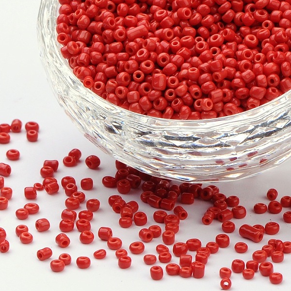

PandaHall (Repacking Service Available) Glass Seed Beads, Opaque Colours Seed, Small Craft Beads for DIY Jewelry Making, Round, Crimson..., Pink