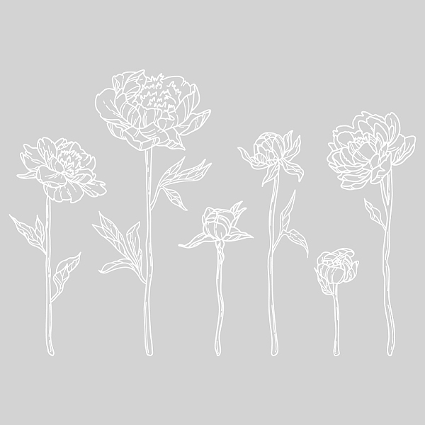 

PandaHall PVC Wall Stickers, for Home Living Room Bedroom Wall Decoration, Black, Peony Pattern, 350x800mm PVC Flower