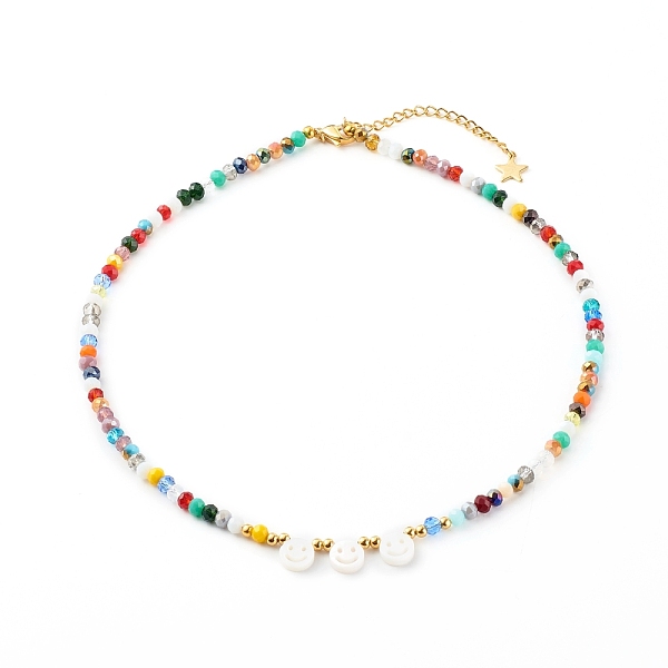 

PandaHall Electroplate Glass Beads Necklace, with Natural Freshwater Shell Beads, 304 Stainless Steel Lobster Claw Clasps, Colorful, 44.5cm...