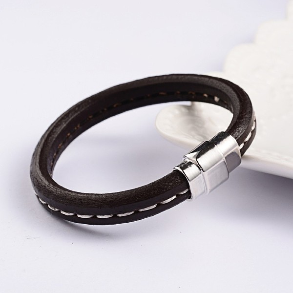 

PandaHall Simple Style Leather Cord Bracelets, with 304 Stainless Steel Magnetic Clasps, Mixed Color, 210x11x6mm Leather Multicolor