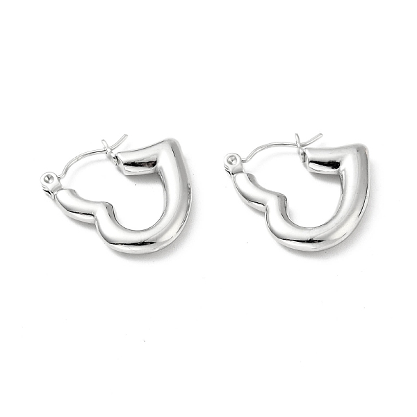 

PandaHall 304 Stainless Steel Heart Hoop Earrings for Women, Stainless Steel Color, 20x20x3mm, Pin: 0.8mm 304 Stainless Steel Heart