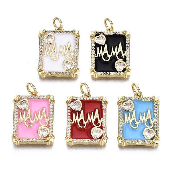 

PandaHall Brass Micro Pave Clear Cubic Zirconia Pendants, with Enamel and Jump Rings, Cadmium Free & Nickel Free & Lead Free, Real 16K Gold..., Multicolor