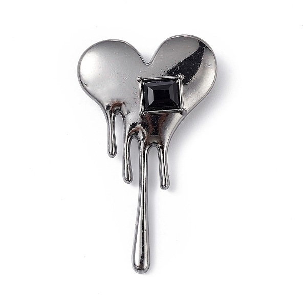 

PandaHall Cubic Zirconia Melting Heart Brooch Pin, Alloy Badge for Backpack Clothes, Gunmetal, 58x34x12mm Alloy+Cubic Zirconia Clear