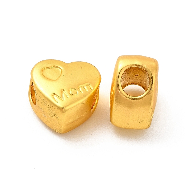 

PandaHall Rack Plating Alloy European Beads, Large Hole Beads, Lead Free & Cadmium Free & Nickel Free, Heart with Word Mom, Matte Gold Color...