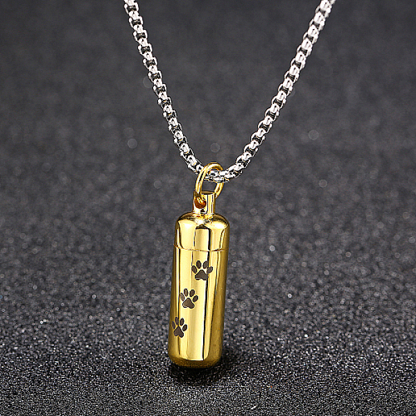 

PandaHall Stainless Steel Column Pendant Necklaces for Women, Urn Ashes Necklaces, Real 18K Gold Plated, no size Stainless Steel Column