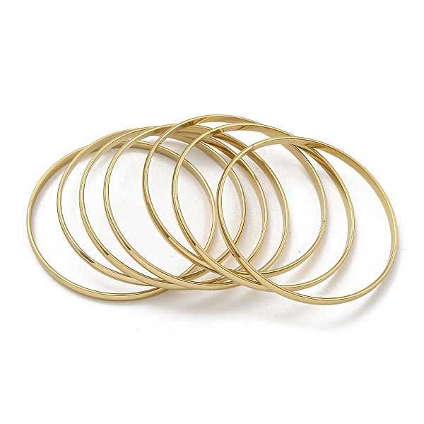 

PandaHall 7Pcs Vacuum Plating 202 Stainless Steel Plain Flat Ring Bangle Sets, Stackable Bangles for Women, Golden, 1/8 inch(0.35cm), Inner...
