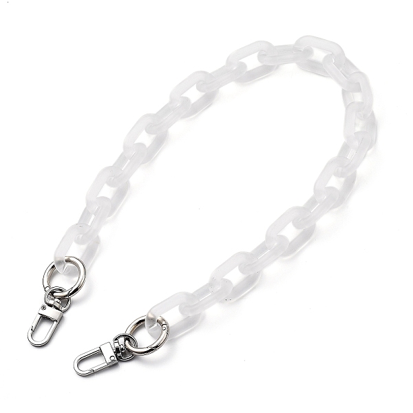 

PandaHall Bag Handles, with Transparent Acrylic Linking Rings, Platinum Tone Alloy Spring Gate Rings and Zinc Alloy Swivel Clasps, for Bag..., White