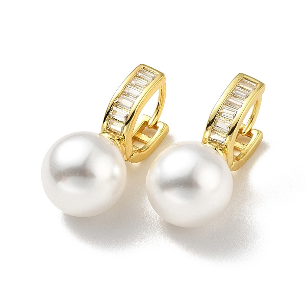 

PandaHall Plastic Pearl Dangle Stud Earrings with Clear Cubic Zirconia, Brass Hinged Earrings for Women, Lead Free & Cadmium Free & Nickel...