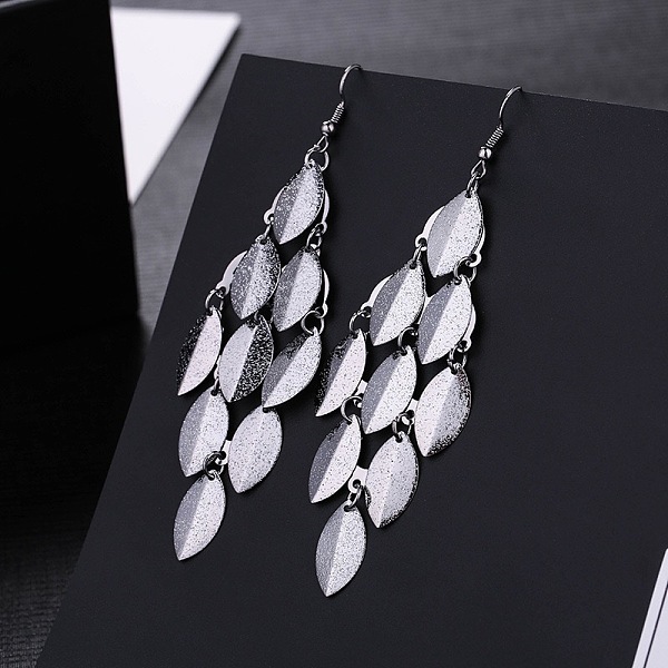 

PandaHall Metal Tassel Dangle Earrings, Leaf Alloy