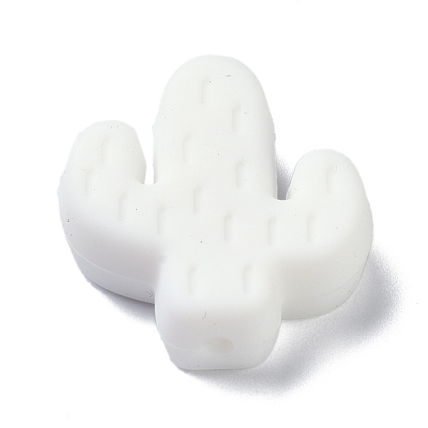 

PandaHall Silicone Focal Beads, Chewing Beads For Teethers, Cactus, White, 25x23x8mm, Hole: 2.3mm Silicone Others White