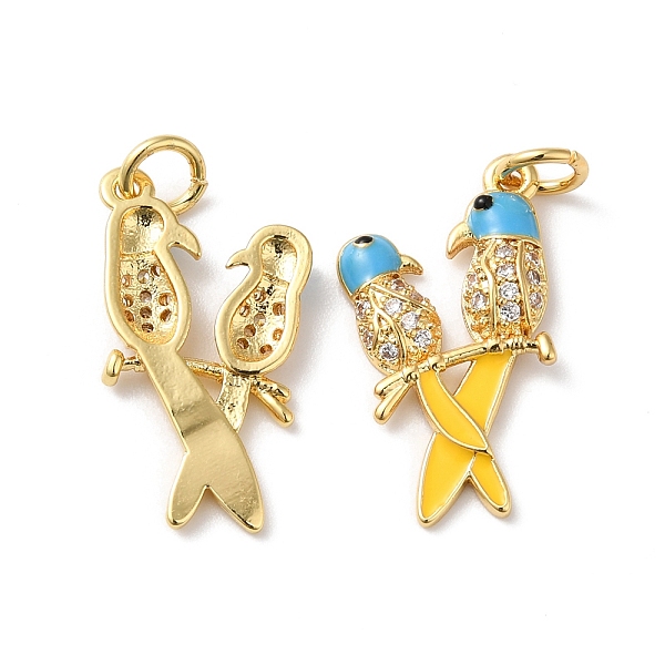 

PandaHall Rack Plating Brass Cubic Zirconia Pendants, with Enamel & Jump Ring, Lead Free & Cadmium Free, Long-Lasting Real 18K Gold Plated...