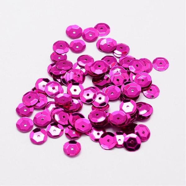 

PandaHall Plastic Paillette Beads, Semi-cupped Sequins Beads, Center Hole, Magenta, 8x0.5mm, Hole: 1mm Plastic Disc Pink