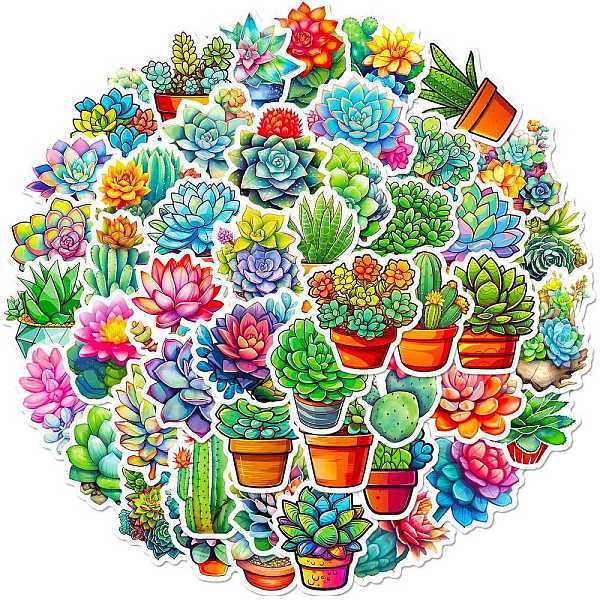 

PandaHall PVC Self Adhesive Plant Cartoon Stickers, Waterproof Succulent Decals, for Kid's Art Craft, Children's Little Fingers, Mixed Color..., Multicolor