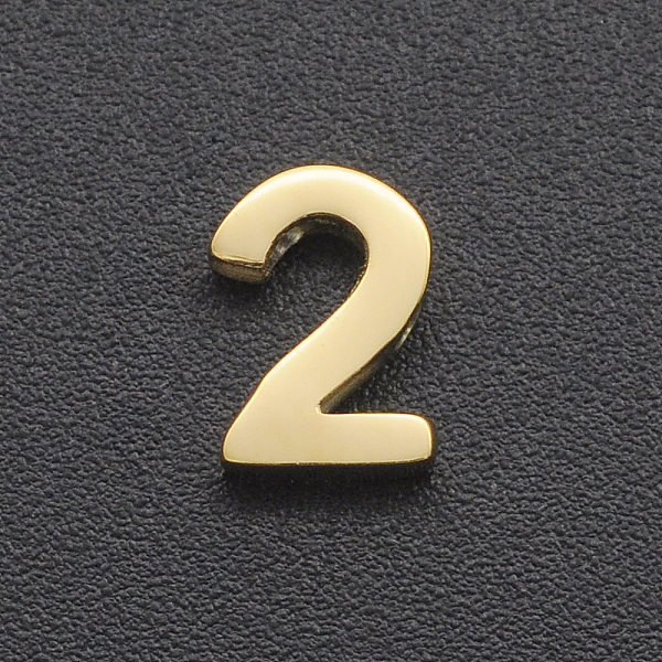 

PandaHall 201 Stainless Steel Charms, for Simple Necklaces Making, Laser Cut, Number, Golden, Num.2, 8x6x3mm, Hole: 1.6mm 201 Stainless...