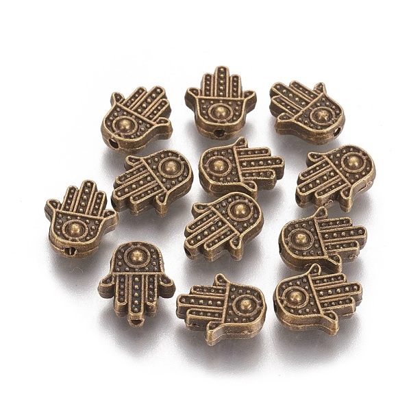 

PandaHall Tibetan Style Alloy Hamsa Hand/Hand of Fatima/Hand of Miriam Beads, Cadmium Free & Nickel Free & Lead Free, Antique Bronze...