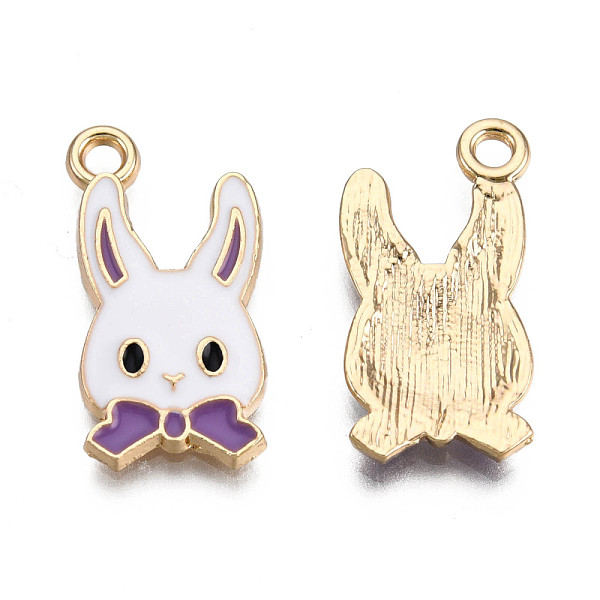 

PandaHall Alloy Pendants, with Enamel, Light Gold, Rabbit, Medium Purple, 21x11x2mm, Hole: 1.8mm Alloy+Enamel Rabbit Purple