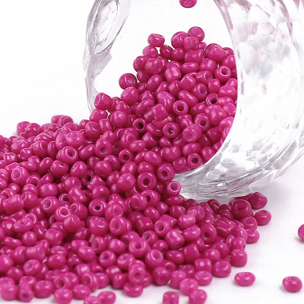 

PandaHall Baking Paint Glass Seed Beads, Fuchsia, 12/0, 1.5~2mm, Hole: 0.5~1mm, about 30000pcs/bag Glass Pink