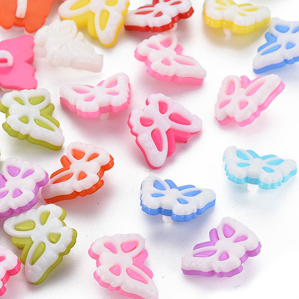 

PandaHall 1-Hole Plastic Buttons, Butterfly, Mixed Color, 14.5x18x8mm, Hole: 2.5mm Plastic Butterfly Multicolor