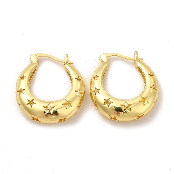 

PandaHall Rack Plating Brass Star Hoop Earrings for Women, Lead Free & Cadmium Free, Real 18K Gold Plated, 24x22x6.5mm, Pin: 0.6mm Brass...