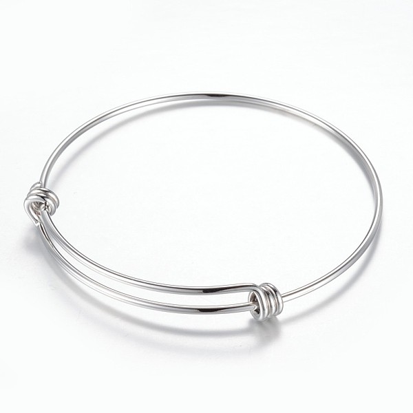 

PandaHall Adjustable 304 Stainless Steel Expandable Bangle Making, Stainless Steel Color, 2-3/8 inch(61mm) Stainless Steel