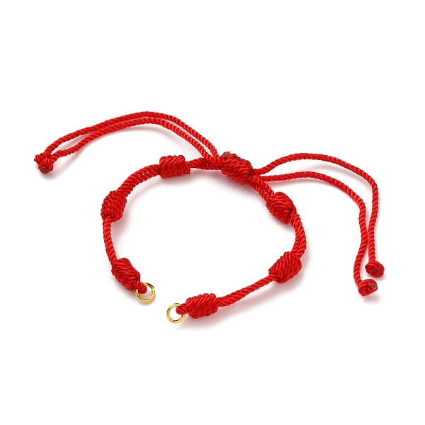 

PandaHall Adjustable Braided Nylon Cord Bracelet Making, with 304 Stainless Steel Open Jump Rings, Red, Single Chain Length: about 6 inch...