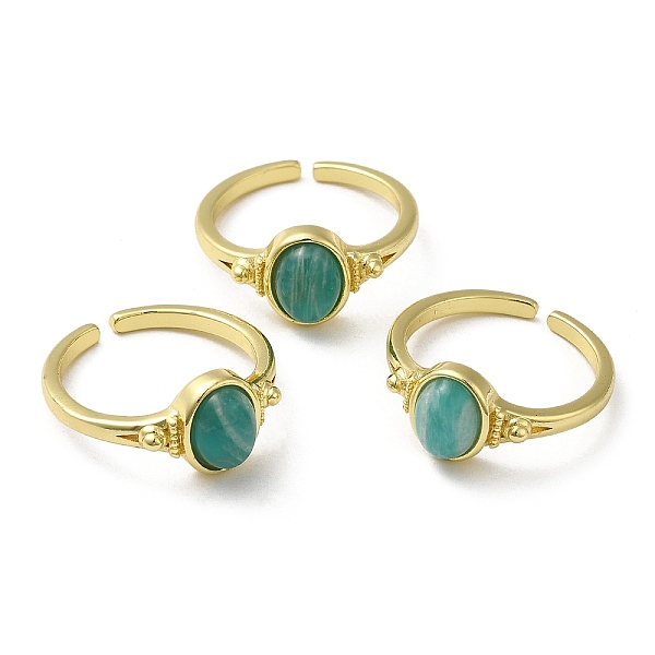 Natural Mixed Gemstone Oval Open Cuff Rings