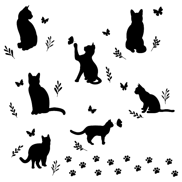 

PandaHall PVC Wall Stickers, for Wall Decoration, Cat Shape, 250x670mm Plastic Cat Shape Black