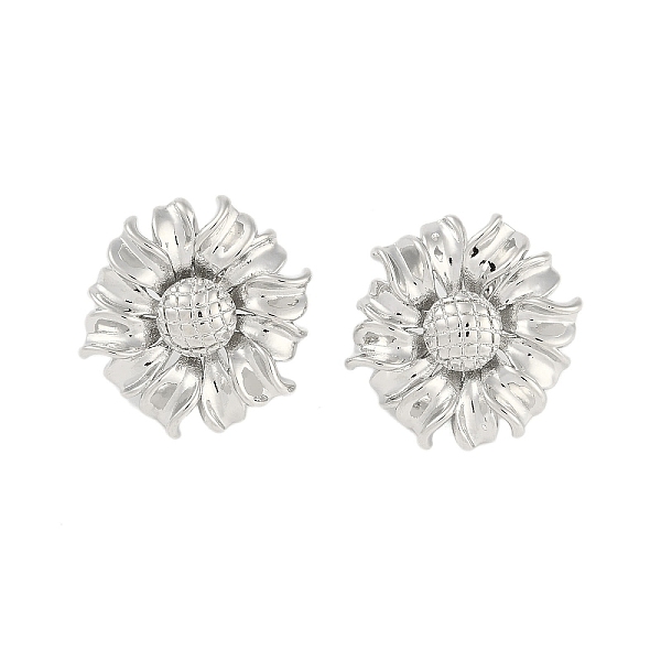 

PandaHall Brass Earring for Women, Flower, Stud Earrings, Platinum, 24x24mm Brass Flower