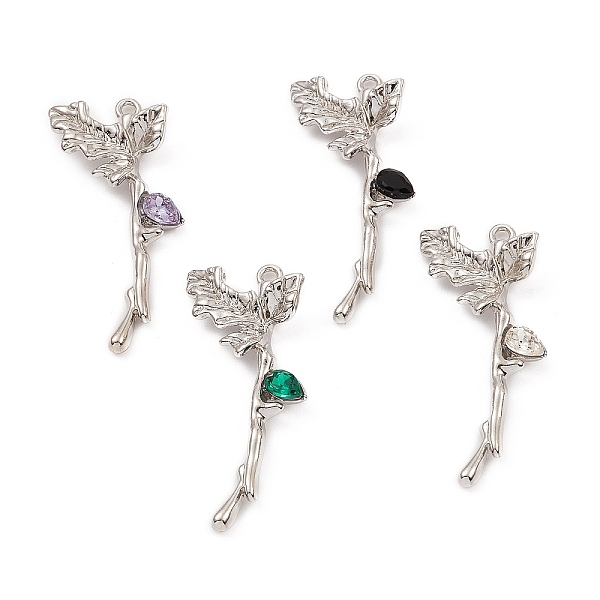 

PandaHall Rack Plating Alloy Pendant, with Glass, Long-Lasting Plated, Lead Free & Cadmium Free, Leaf, Platinum, 42x19x5mm, Hole: 1.8mm..., Multicolor