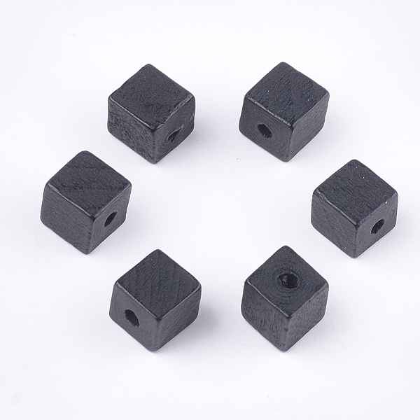 

PandaHall Painted Natural Wood Beads, Cube, Black, 10x10x10mm, Hole: 2mm Schima Wood Cube Black