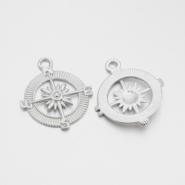 

PandaHall Tibetan Style Alloy Compass Pendants, Cadmium Free & Lead Free, Platinum, 30x25x3mm, Hole: 2.5mm Alloy