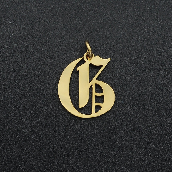 

PandaHall 201 Stainless Steel Pendants, with Jump Ring, Old English, Letter, Laser Cut, Golden, Letter.G, 15.5x13x1mm, Hole: 3mm 201...