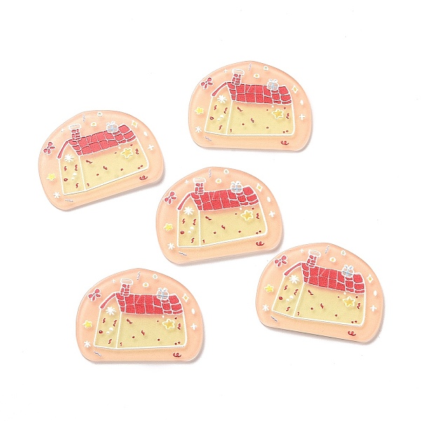 

PandaHall Printed Acrylic Cabochons, Half Round House Pattern, Light Salmon, 29x39x2.5mm Acrylic Half Round