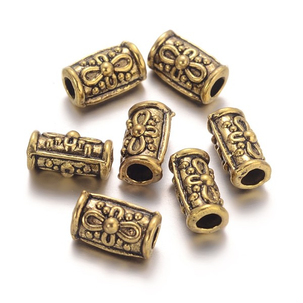 

PandaHall Barrel Tibetan Style Beads, Cadmium Free & Lead Free, Antique Golden, Size: about 6mm diameter, 11mm long, Hole: 3mm Alloy Barrel